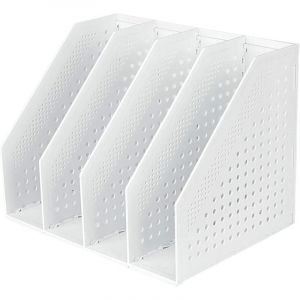 Porte-revues pliable &agrave; 4 compartiments, bo&icirc;te de rangement r&eacute;glable, organisateur de bureau, serre-livres, porte-documents, classeur, module de classement de magazines, verrou de fichier - Neuf