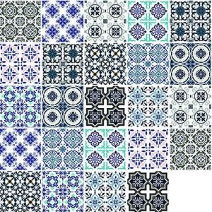 Eryi-32 Feuilles Mural Stickers Carrelage 2d Imperméables Carreau De Ciment Adhesif, Autocollants Carreaux Dosseret Pour Cuisine, Salle De Bain La Décoration À La Maison / 15 X 15 Cm /T1006 - Neuf