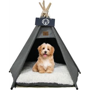 Chien Tente Avec Coussin En Peluche Niches &Agrave; Chat Tipi Tente Pour Animaux De Compagnie Maisons Pour Chat Avec Petit Tableau Noir 50x50x60cm - Neuf