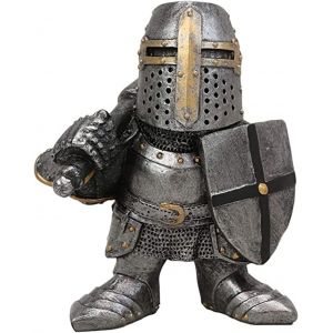 MEVRONISSHOP-Nain De Jardin Statue De Jardin Gardiens Gardiens De Garde Armure Chevalier Sculpture Gnome Figurine De Jardin D&eacute;coration Pour La Maison, La Cour, La Pelouse, Le Jardin, 13x9 Cm (004) - Neuf
