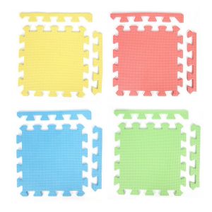 Hjlian Tapis De Jeu En Mousse Eva Pour Bebe, 4 Pieces, Puzzle Colore Avec Bordures, Carreaux Antiderapants Emboitables Pour Salle De Jeux De Creche, Jaune, Rouge, Bleu, Vert - Neuf