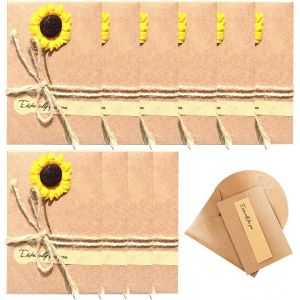 CHECARZHN--NO1-Lot De 10 Cartes De V?ux, Cartes De Remerciement, Enveloppes En Papier Kraft, Ficelle De Jute, Style Rétro, Vintage, Fleurs Séchées, Carte Cadeau, Invitation, Carte De Souhaits (11 X 1 - Neuf