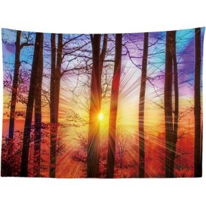 Arbres Coucher De Soleil Nature Tapisserie Murale 200X150 Cm Grande Tapisserie Poster D&eacute;coration For&ecirc;t Boh&eacute;mian Toile Accessoires Pour Tapestry Chambre[APP8810013] - Neuf