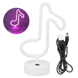 Bureau NéOn LumièRe Unique Note De Musique En Forme De Lampe De Nuit Maison Chambre Enfants Chambre Table DéCoration Rose - Neuf