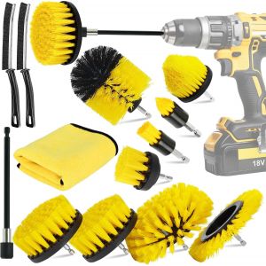 13PCS Brosse Nettoyage Perceuse, Nettoyage Voiture Brosse Visseuse avec 2 Brosse Joint Carrelage, Brosse de Nettoyage Électrique pour Voiture Jantes Carrelage Tapis Baignoire Cuisine Toilettes - Neuf