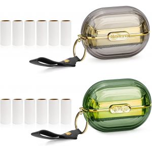 MEVRONISSHOP-Lot de 2 rouleaux anti-peluches double face pratiques avec dragonne et 12 recharges de rechange, &eacute;pilateur r&eacute;utilisable pour animaux domestiques - Neuf