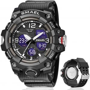 Eryi-Montre Analogique Numérique Pour Homme, Analogique Et Numérique, Montre De Sport, Étanche Avec Chronomètre Led Numérique, Montre De Luxe Casual Wristwatch, Noir , Bracelet - Neuf