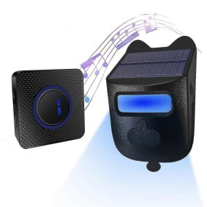 Alarme solaire pour allee, longue portee, sans fil, IP60, resistant aux intemperies, detecteur de mouvement infrarouge, systeme d'alerte de securite a monter soi-meme - Neuf