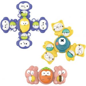 3pcs Spinner Bebe Ventouse,Douchette Bain Bebe,Piscine Bebe,Jouet Bebe 1 An,Jouet De Bain Pour Bebe,Jouet Ventouse Bebe,Baby Spinner Ventouse,Jouet Bain Bebe Pour Tout-Petit,Filles, Gar&ccedil;ons - Neuf