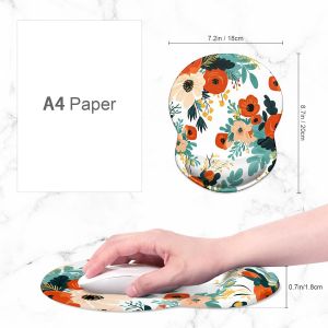 JGD-Ergonomic Mouse Pad with Gel Wrist Rest, Desktop Comfort Office Supplies Mouse Pad, Smooth Surface Non-Slip PU Base,8.7 x 7.2 in,B07-Beautiful Flowers - Neuf
