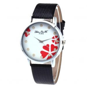 Zhoulianfa Quartz Sweet Heart Cadran Photo Pu Bracelet Cuir Montre Pour Femme (Noir) - Neuf