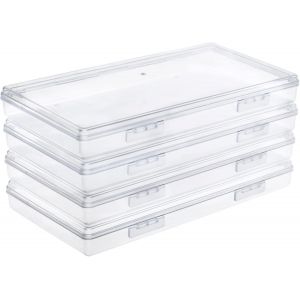 KALANKA-4 Petite Boite de Rangement Plastique Transparent avec Couvercle, Boite Rangement Perles pour Collecter de Perles, Bijoux, Artisanat, Petits Objets, Pièces de Jeu (19.5 x 10.5 x 2.3 cm) - Neuf