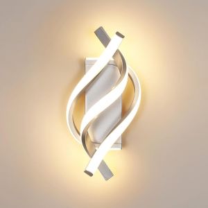 Applique Murale Intérieure Led, 22w Créative Lampe Murale Moderne 3000k Lumière Chaude, Luminaire Mural Interieur Pour Chambre, Salon, Couloir, Escalier¿Argenté¿ - Neuf