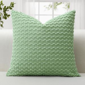 CAUC-Housses de coussin d&eacute;coratives en velours c&ocirc;tel&eacute; doux avec texture &agrave; bulles 3D pour canap&eacute;, sofa, chambre &agrave; coucher, taie d'oreiller douce pour d&eacute;coration d'int&eacute;rieur, 40 x 40 cm, vert sauge - Neuf