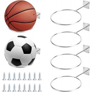 Acdsgd-Support Mural Ballon, 4 Pcs Support Mural Ballon Basket, Support Ballon Foot Avec 16 Vis, Porte Ballon Mural Pour Basketball Football Rugby Volleyball Football Scoreboard - Neuf