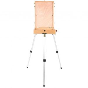 Chevalet pliable portable en bois avec trepied en aluminium, boite a croquis, fournitures de peinture pour artistes et peintres - Neuf