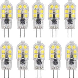 Kal-Ampoule G4 Led 2w, Equivalent 20w Halogène Lampe, Ac/Dc 12v Ampoules Led, 200lm Blanc Froid 6000k, Sans Scintillement Non-Dimmable, Ampoule Economie D'énergie Pour L'éclairage De La Maison, 10 Un - Neuf
