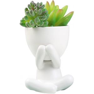 ERYI-Pots De Plantes Succulentes En Céramique, Forme D'Humain Créative, Jolis Pots Blancs (#4) - Neuf