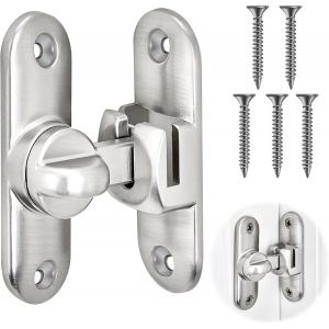ChenQuanSarl-Verrou De Porte Coulissante, 90/180 Degrés Porte Coulissante Loquet, Serrure Porte Interieure Avec Vis Pour Cuisine, Fenêtre, Chambre (Argent) - Neuf