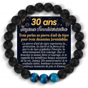 Eryi-30 40 50 60 Ans Anniversaire Homme Bracelet Homme Pierre Naturelle Anniversaire Idée Cadeau Pour Homme Bijoux Cadeau Homme Original Pour Papa Parrain Mari Copain Petit Ami Oncle Patron - Neuf