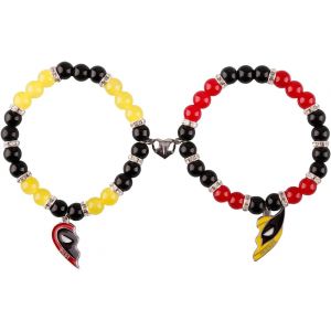KAL-Lot De 2 Bracelets Assortis De Super-Héros Avec Coeur Magnétique - Cadeau Pour Petit Ami, Petite Amie, Anniversaire - Rouge Et Jaune - Neuf