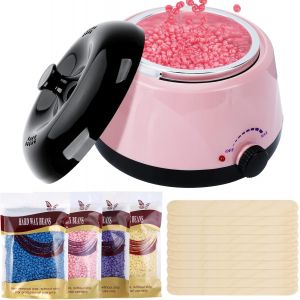 Chauffe Cire &Eacute;pilation Professionnelle - Appareil Chauffe Cire Kit D'&eacute;pilation &Agrave; La Cire Maison Avec 400g De F&egrave;ves De Cire Et 20 B&acirc;tons D'&eacute;pilation, Pour Hommes Et Femmes, Visage, Jambes, Bras, Bikini - Neuf