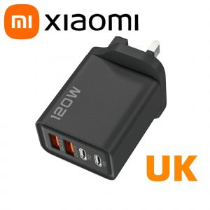 Xiaomi 120w Chargeur Rapide 3.0 Charge Rapide Muti Total 4 Ports Usb Type C Pd Adaptateur Mural Pour T&eacute;l&eacute;phone Portable Pour Iphone Samsung Huawei--Uk Charger-Black - Neuf