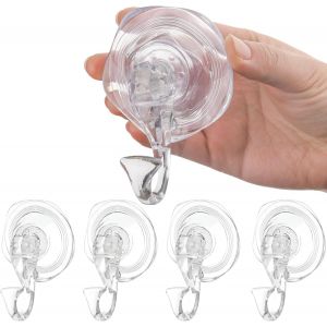 Lot 4 Crochet &Agrave; Ventouse Plastique Crochet Mural D'aspiration En Nouvelle Ventouse Forte/Porte Serviette Peignoir Couronne Manteau Torchon &Agrave; Ventouse,Ustensile Salle De Bain Cuisine 5kg - Neuf