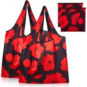 SJZG-2 Pi&egrave;ces Sacs &Agrave; Provisions Pliables De Coquelicot 25,2 X 17,3 Pouces Sacs De Courses Pliants L&eacute;gers Sacs De Shopping R&eacute;utilisables Sacs D'&Eacute;picerie &Eacute;tanches Pour Stockage Usage Quotidien - Neuf