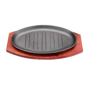 Plat &Agrave; Griller En Fonte Avec Base En Bois 18 X 17 X 2,5 Cm - Neuf