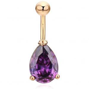 Piercing Nombril En Forme De Goutte D'eau En Acier Inoxydable Et Zircon Violet - Neuf