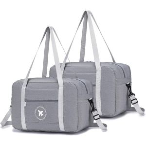 RFCBC-Sac 40x20x25 Ryanair 2PCS Sac de Voyage Pliable Sac de Cabine Avion Sac à Bandoulière Sac Weekend Homme Femme Sac Cabine Avion Valise Cabine Sac Baggage Valise Voyage (Gris) - Neuf