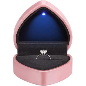 Nouveau,Adapt&eacute; Bo&icirc;te Cadeau De Bague En Forme De Coeur Avec Lumi&egrave;re Led,Boucles D'oreilles En Velours Bo&icirc;te &Agrave; Bijoux Avec Lumi&egrave;re,Bo&icirc;te D'affichage De Bijoux Pour Mariage,Fian&ccedil;ailles,Propo - Neuf