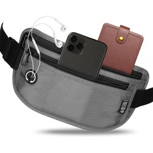 NSIECD-Theft Protection Banana with RFID, Men's and Women's Waterproof Belt Bag, Ideal for Travel, Sport, Festival, Concealed Wallet, Secure Passport Pouch, Grey - Neuf