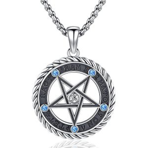Collier Pentacle Homme Argent Sterling 925 Collier Pentagramme Tetragrammaton/Arbre De Vie/Viking Rune/N?ud Celtique/Sorciere Amulette Wiccan Bijoux Pour Homme Femme - Neuf