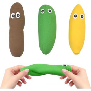 KAL-Lot De 3 Jouet Anti-Stress Et &Agrave; Presser, Jouet &Agrave; Presser En Forme De Banane Balle Anti-Stress En Forme De Caca Rigolo Balle De Pression Concombre Pour Soulager Le Stress, Cadeau Parfait - Neuf