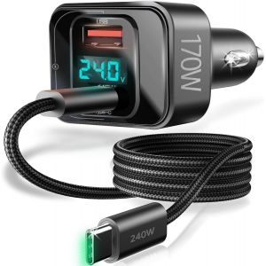 JGD-Chargeur de voiture USB C 170 W, 2 ports QC PD 170 W, adaptateur allume-cigare pour iPhone 16 15/Samsung S24 A55/Google Pixel 9/Redmi Note 13/iPad/Galaxy Tab/Macbook/tablette/ordinateur portable - Neuf