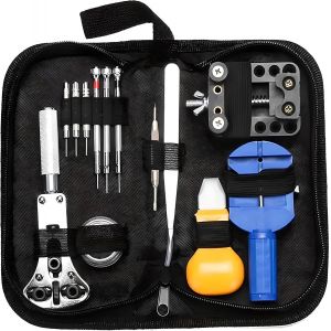 KAL-Kit Outil Montre, 18 Embouts De Clé, 3X Perforatrices Pour Bracelets, Poignée Réglable, Clé À Molette, En Acier Inoxydable, Kit Changement Pile, Montre Demontage, Parfait Pour Papa Et Petit Ami - Neuf