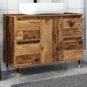 Armoire de salle de bain vieux bois 80x33x60 cm bois ingénierie - Neuf