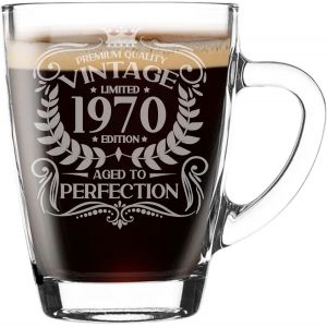 Eryi-Mug En Verre Gravé Vintage 1970 Pour Homme 54e Anniversaire Pour Les Amateurs De Café, Tasse À Thé Pour Les 54 Ans, Tasse À Café Amusante Pour Homme Ou Femme - Neuf