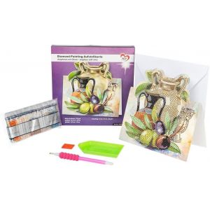 Diamond Painting Carte De Présentation 370 G/M² 16,3 Cm X 16 Cm Avec Enveloppe Et Outils (Amphores Avec Olives) - Neuf