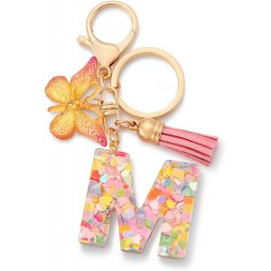 KAL-Porte-Clés Avec Initiales Pour Filles Et Femmes, Rose, Mignon Papillon En Forme De C?ur, Pour Sac À Dos, Cartable - Neuf