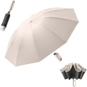 Meimie-Parapluie Pliant Inversé 10 Baleines De Voyage Pour Hommes Et Femmes,Résistant Au Uv/Anti Tempete/Ouverture Et Fermeture Automatique De Plein Air Protection Uv,Poignée À Mousqueton - Neuf