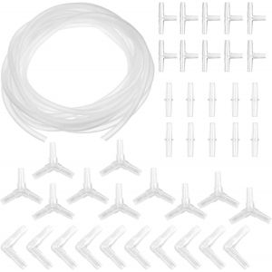 Ensemble D'accessoires De Pompe À Air D'aquarium Comprenant 40 Pièces Y T L I Connecteurs De Ligne Aérienne + Diviseur De Tuyau D'eau + Tuyau De Tube De Réservoir De Poisson De 5 Mm * 5 M - Neuf
