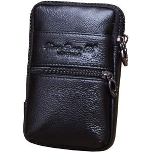 SJZG-Leather Phone Holster Ceinture Ceinture Pour Hommes Femmes Voyage Camping En Plein Air Pochette De Téléphone Portable Bum Fanny Pack Porte-Monnaie Porte-Monnaie Noir - Neuf