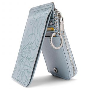 Slim Titulaire De Carte De Cr&eacute;dit En Cuir Bifold Rfid De Blocage De Porte-Monnaie Bleu Fermeture &Agrave; Glissi&egrave;re Poche De Pi&egrave;ce De Monnaie De L'id De La Fen&ecirc;tre De Porte-Cl&eacute;s Multi-Cartes - Neuf