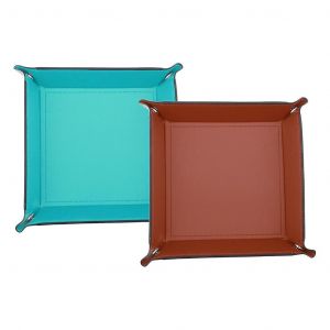 2pcs Cuir Quadrangle Jeu De Soci&eacute;t&eacute; Dice Storage Stockage De Bureau Pliable - Neuf