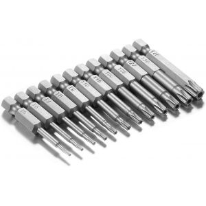12 Pièces 12 Tailles Extra Longs Magnétiques Embouts De Tournevis Torx Mis 1/4 Pouce Hex Tige Tournevis Outils Électriques T5-T40 50mm - Neuf
