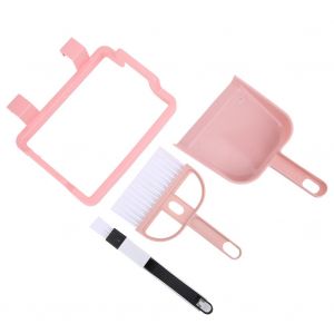 Hjlian Kit De Mini Outils De Nettoyage, 4 Pieces, Porte-Poubelle, Brosse Pour Clavier, Balai De Bureau, Pelle A Poussiere Pour Usage Domestique, Rose - Neuf