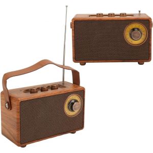 ChenQuanSarl-Haut-Parleur Bluetooth Rétro Portable, Mini Radio À Grain De Bois, Son Stéréo Hifi Design Bt 5.1 Usb Rechargeable, Haut-Parleur Bluetooth Radio Vintage - Neuf